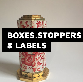 Boxes, stoppers, labels